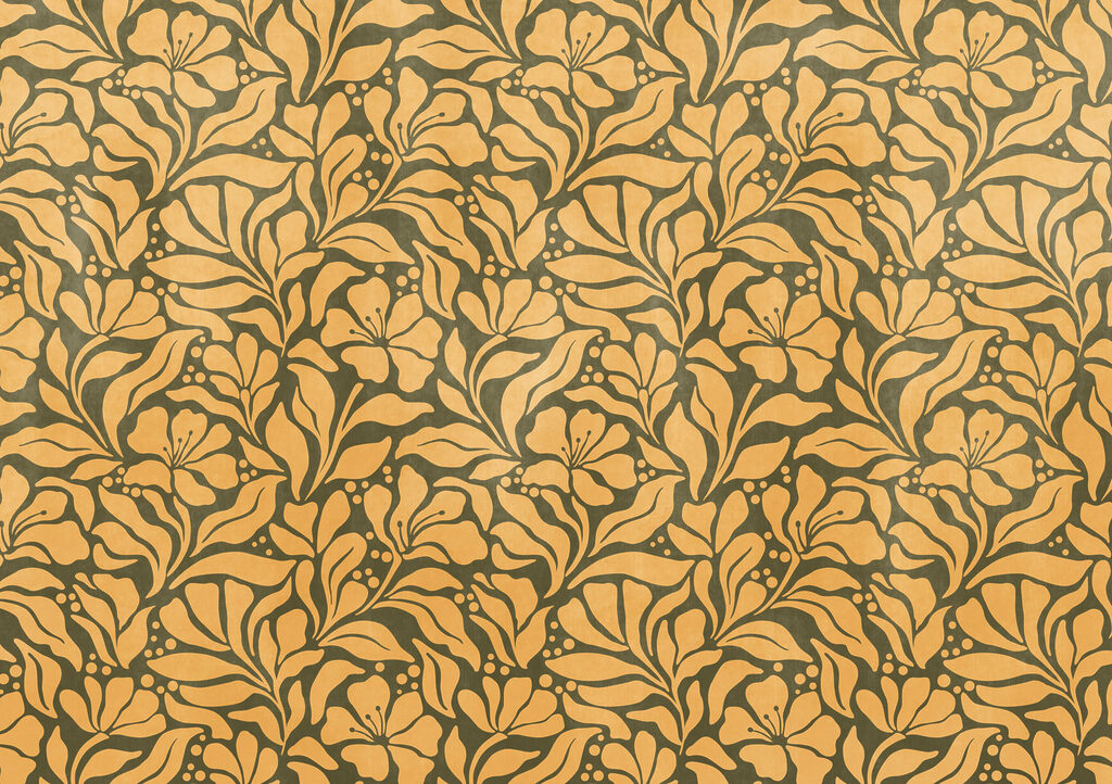 Wall mural Pattern of leaves and flowers (SKU: t01114v4)