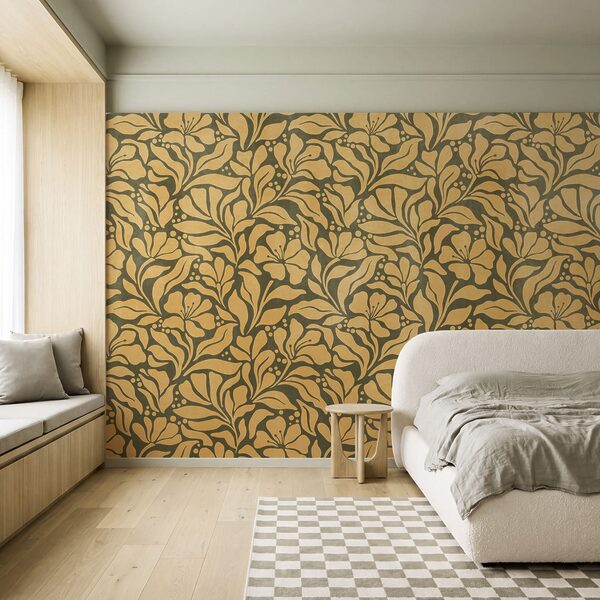 Wall mural Pattern of leaves and flowers (SKU: t01114v4)