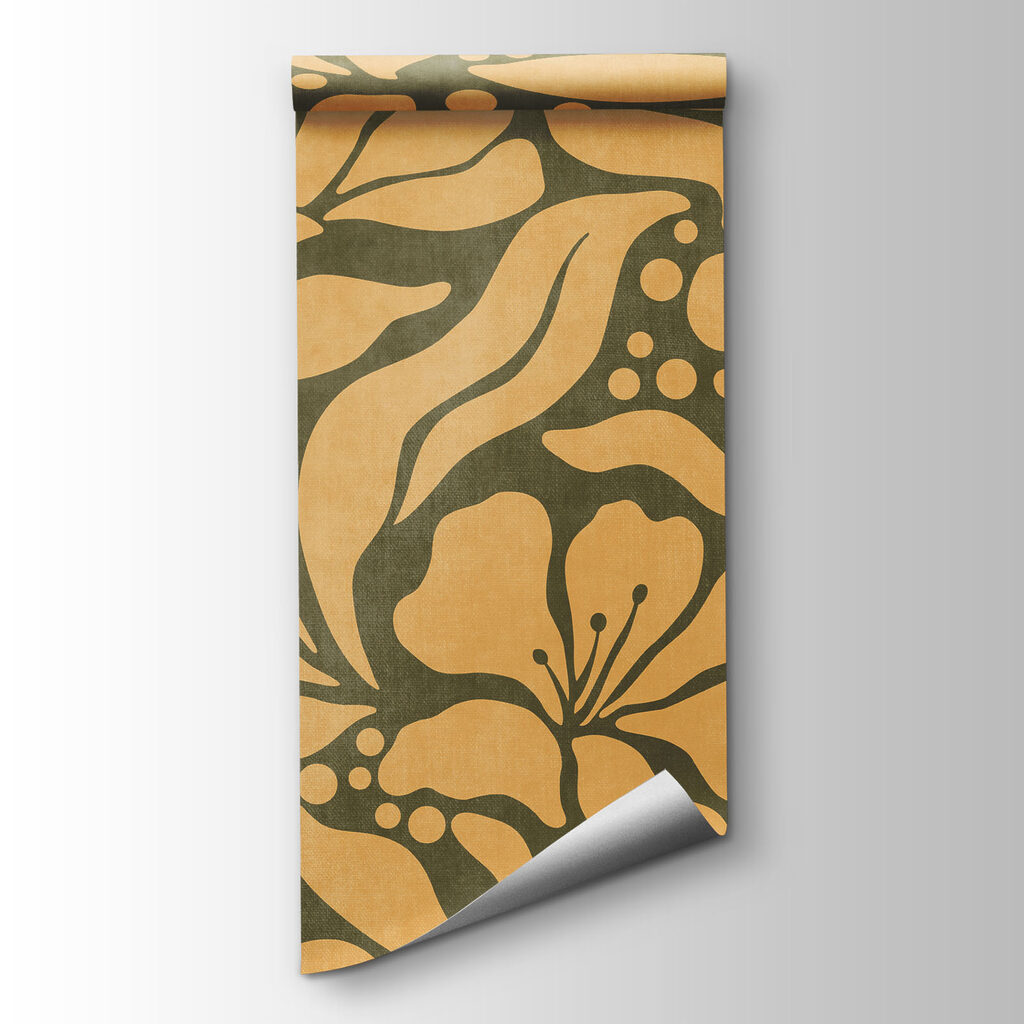 Wall mural Pattern of leaves and flowers (SKU: t01114v4)