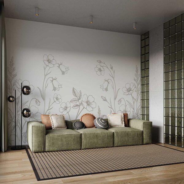 Wall mural Line of flowers and plants (SKU: t01071) Wall mural Line of flowers and plants (SKU: t01071)
