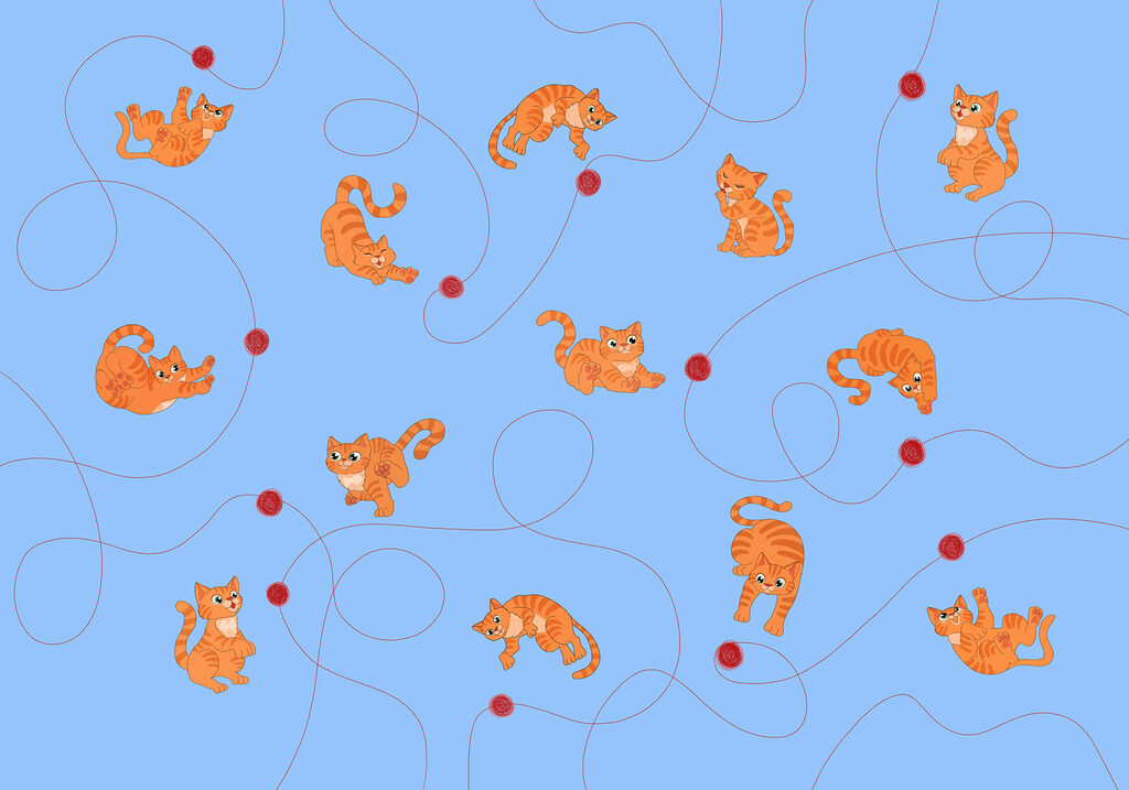 Wall mural Pattern of cats and a ball (SKU: t01105v1) Wall mural Pattern of cats and a ball (SKU: t01105v1)