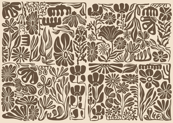 Wall mural Pattern of flowers and plants (SKU: t01106v2) Wall mural Pattern of flowers and plants (SKU: t01106v2)