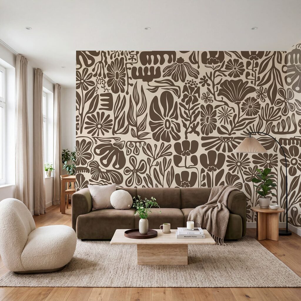 Wall mural Pattern of flowers and plants (SKU: t01106v2) Wall mural Pattern of flowers and plants (SKU: t01106v2)