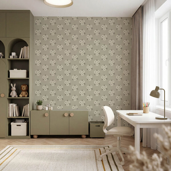 Wall mural Pattern of flowers on a beige background (SKU: t01079)