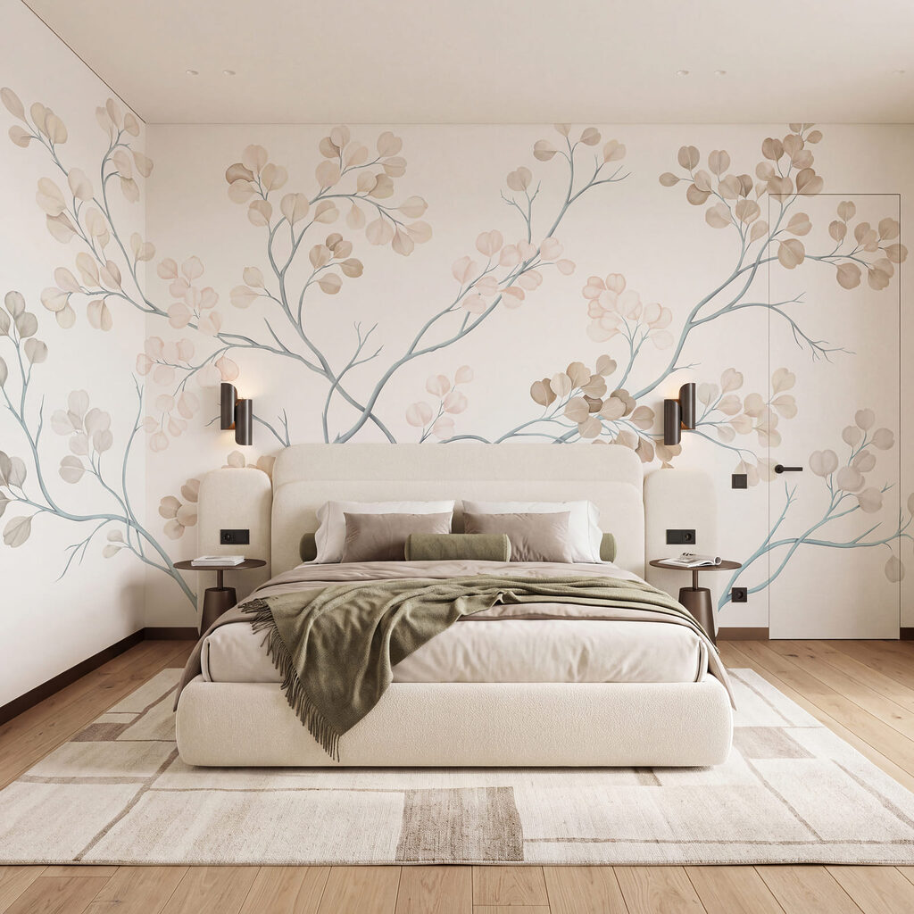Wall mural Tree with white and brown leaves (SKU: t01115v3) Wall mural Tree with white and brown leaves (SKU: t01115v3)
