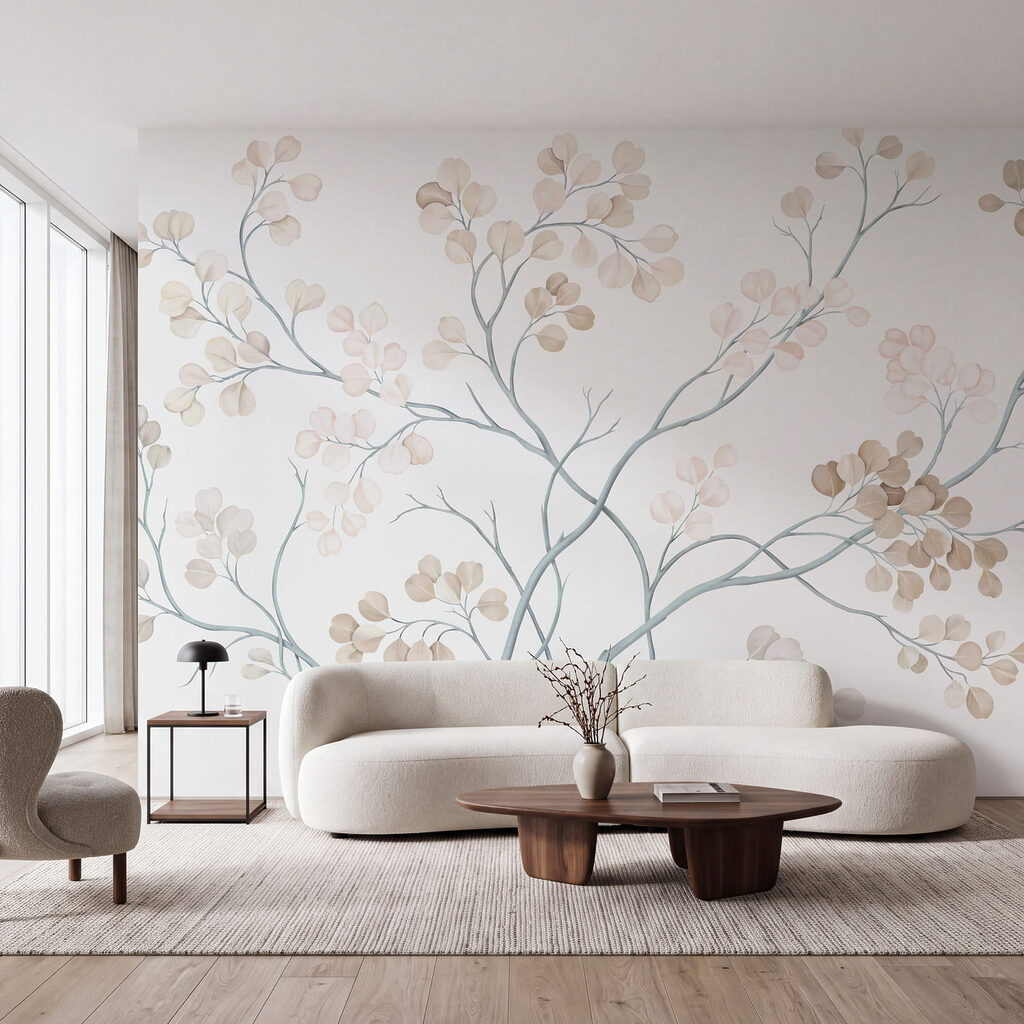 Wall mural Tree with white and brown leaves (SKU: t01115v3) Wall mural Tree with white and brown leaves (SKU: t01115v3)