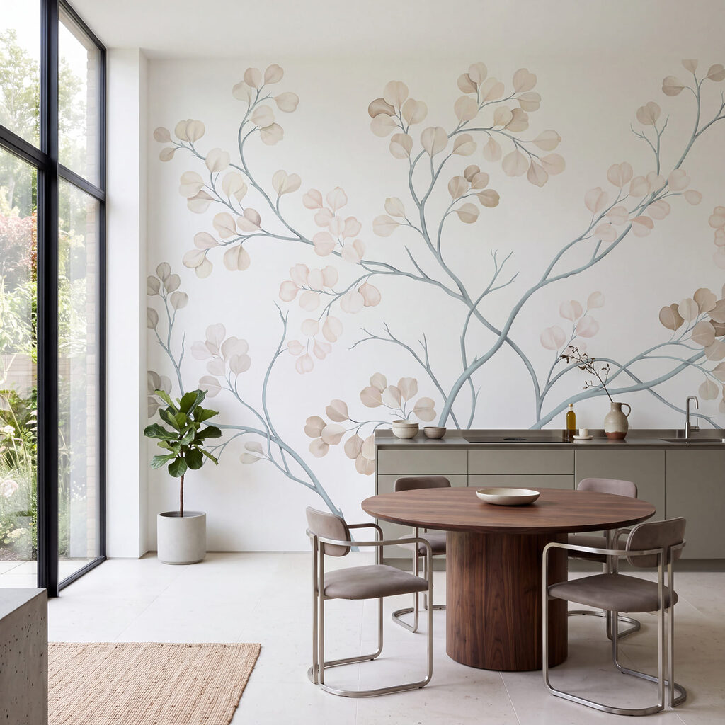Wall mural Tree with white and brown leaves (SKU: t01115v3) Wall mural Tree with white and brown leaves (SKU: t01115v3)