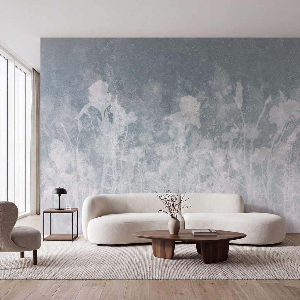 Wall mural White flowers on a grey background (SKU: t01116v2) Wall mural White flowers on a grey background (SKU: t01116v2)