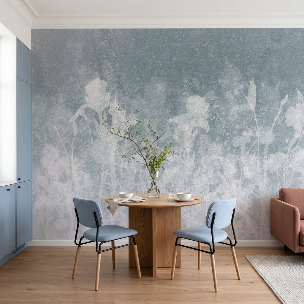 Wall mural White flowers on a grey background (SKU: t01116v2) Wall mural White flowers on a grey background (SKU: t01116v2)