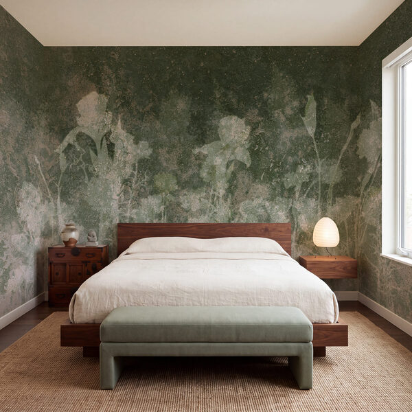Wall mural Faded flowers in soft green tones (SKU: t01116v3) Wall mural Faded flowers in soft green tones (SKU: t01116v3)