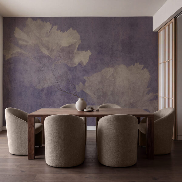 Wall mural White flowers on a purple background (SKU: t01118)