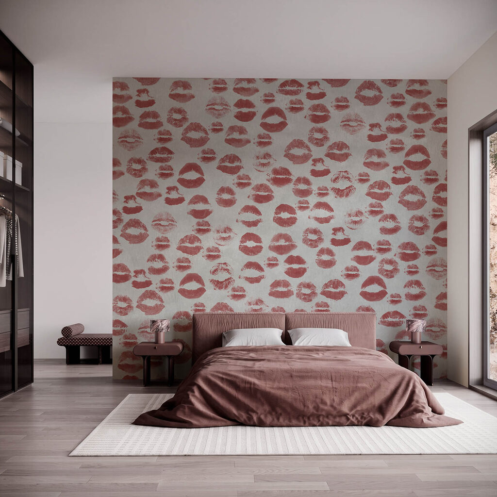 Wall mural Kisses in playful patterns everywhere (SKU: t01086v1)