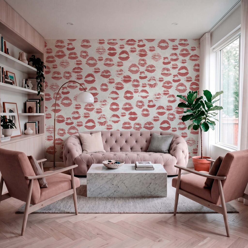 Wall mural Kisses in playful patterns everywhere (SKU: t01086v1)