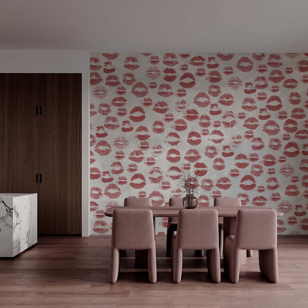 Wall mural Kisses in playful patterns everywhere (SKU: t01086v1)