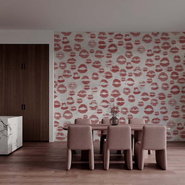 Wall mural Kisses in playful patterns everywhere (SKU: t01086v1)