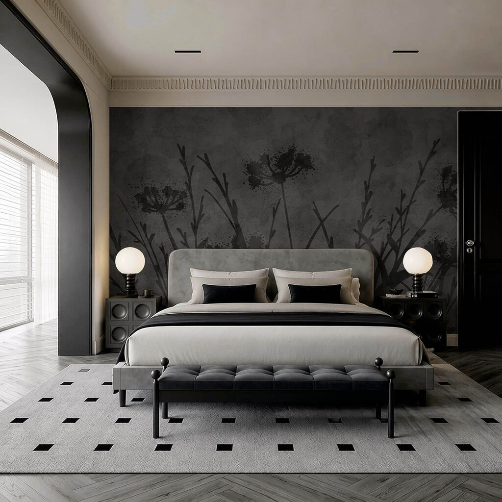 Wall mural Black and white image of flowers (SKU: t01087) Wall mural Black and white image of flowers (SKU: t01087)