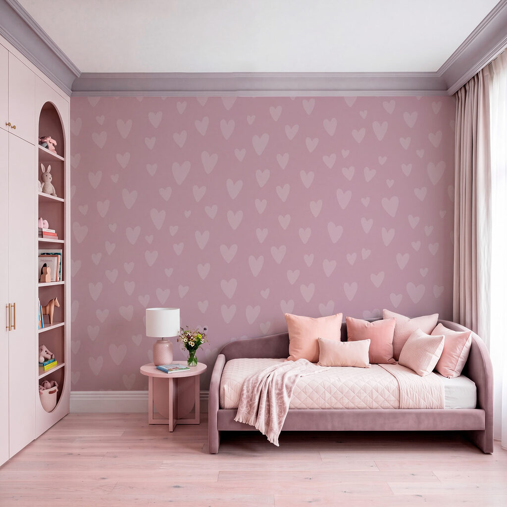 Wall mural Pink background with hearts (SKU: t01088) Wall mural Pink background with hearts (SKU: t01088)