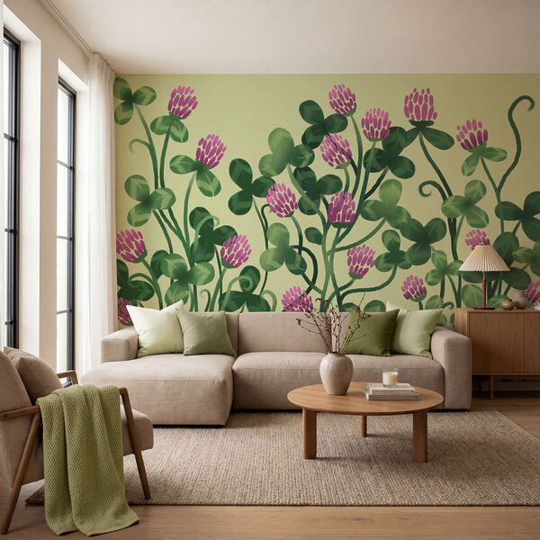 Wall mural - Vibrant blooms in lush greenery (SKU: t01121) Wall mural - Vibrant blooms in lush greenery (SKU: t01121)