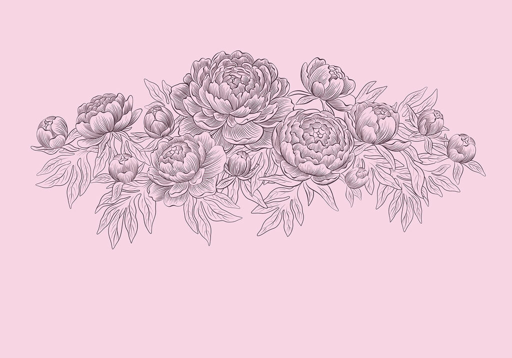 Wall mural Line drawing of flowers (SKU: t01123v1)