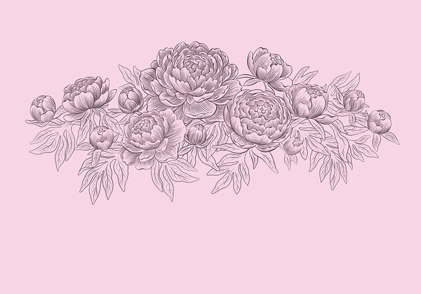 Wall mural Line drawing of flowers (SKU: t01123v1)
