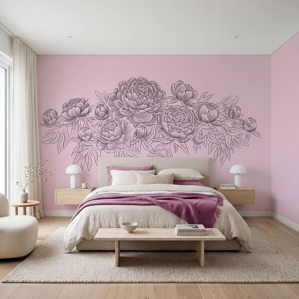 Wall mural Line drawing of flowers (SKU: t01123v1)