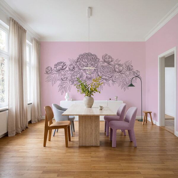 Wall mural Line drawing of flowers (SKU: t01123v1)