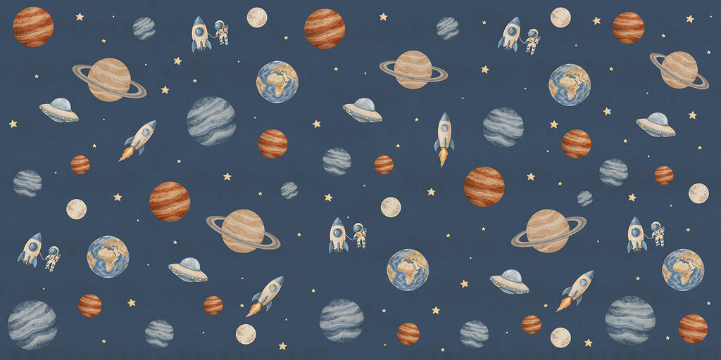 Wall mural Rocketing through a cosmic adventure (SKU: t01128)