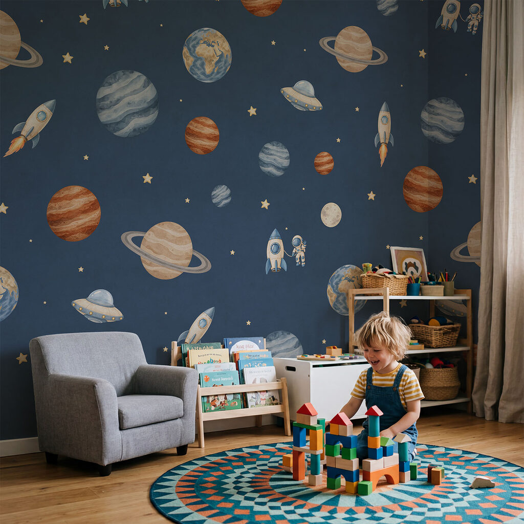 Wall mural Rocketing through a cosmic adventure (SKU: t01128)