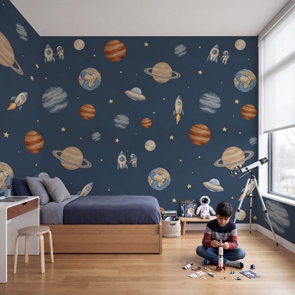 Wall mural Rocketing through a cosmic adventure (SKU: t01128)