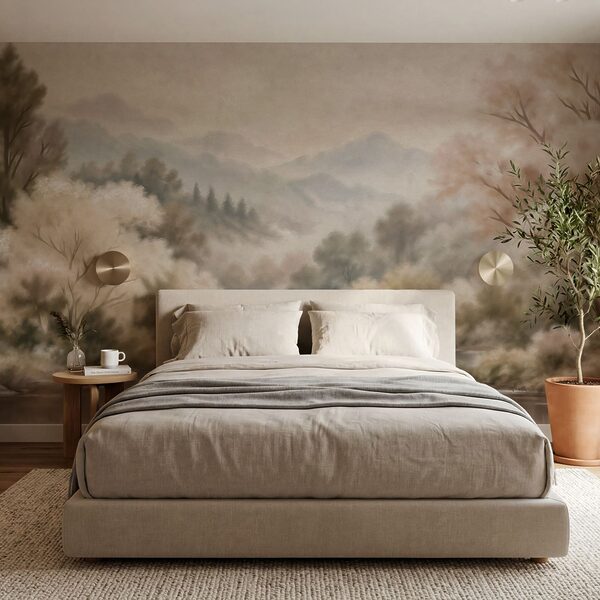 Wall mural River with trees and mountains in the background (SKU: t01130) Wall mural River with trees and mountains in the background (SKU: t01130)