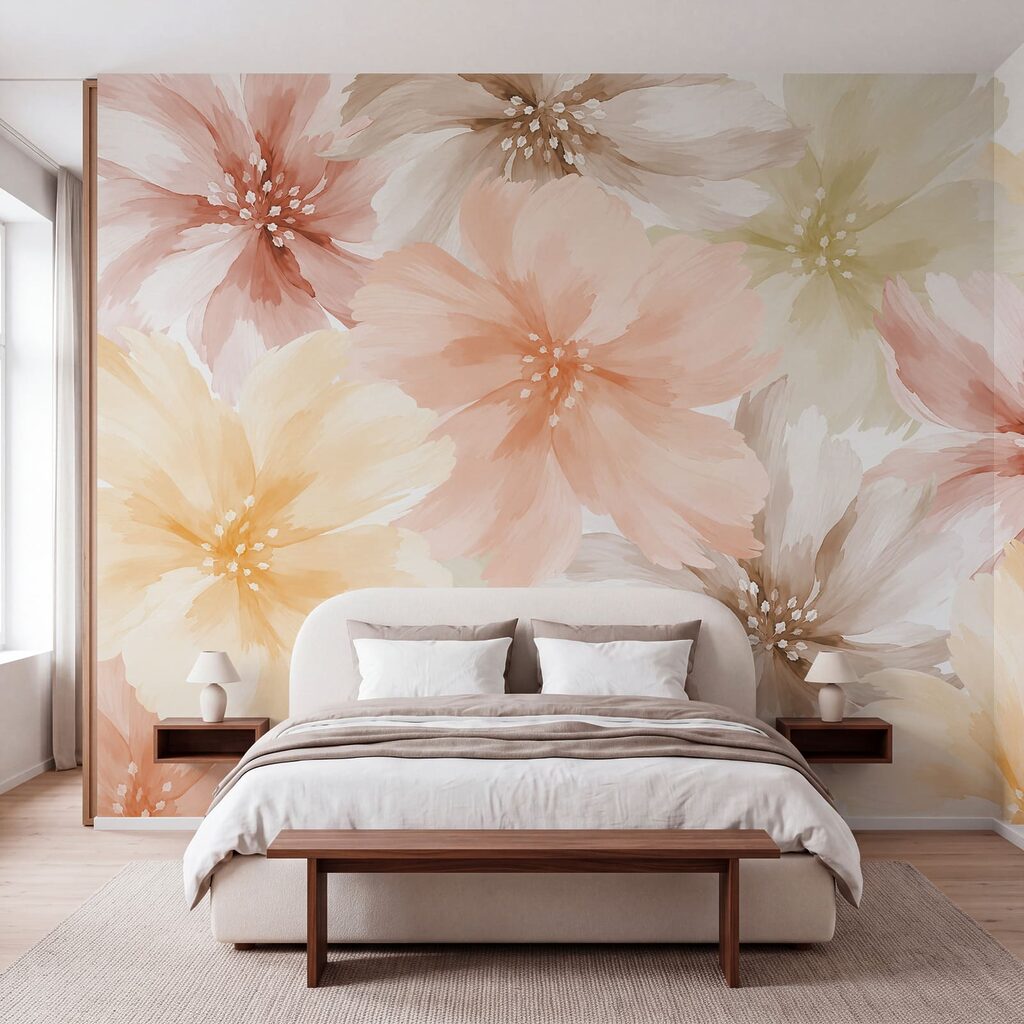 Wall mural Group of flowers on a white background (SKU: t01133)