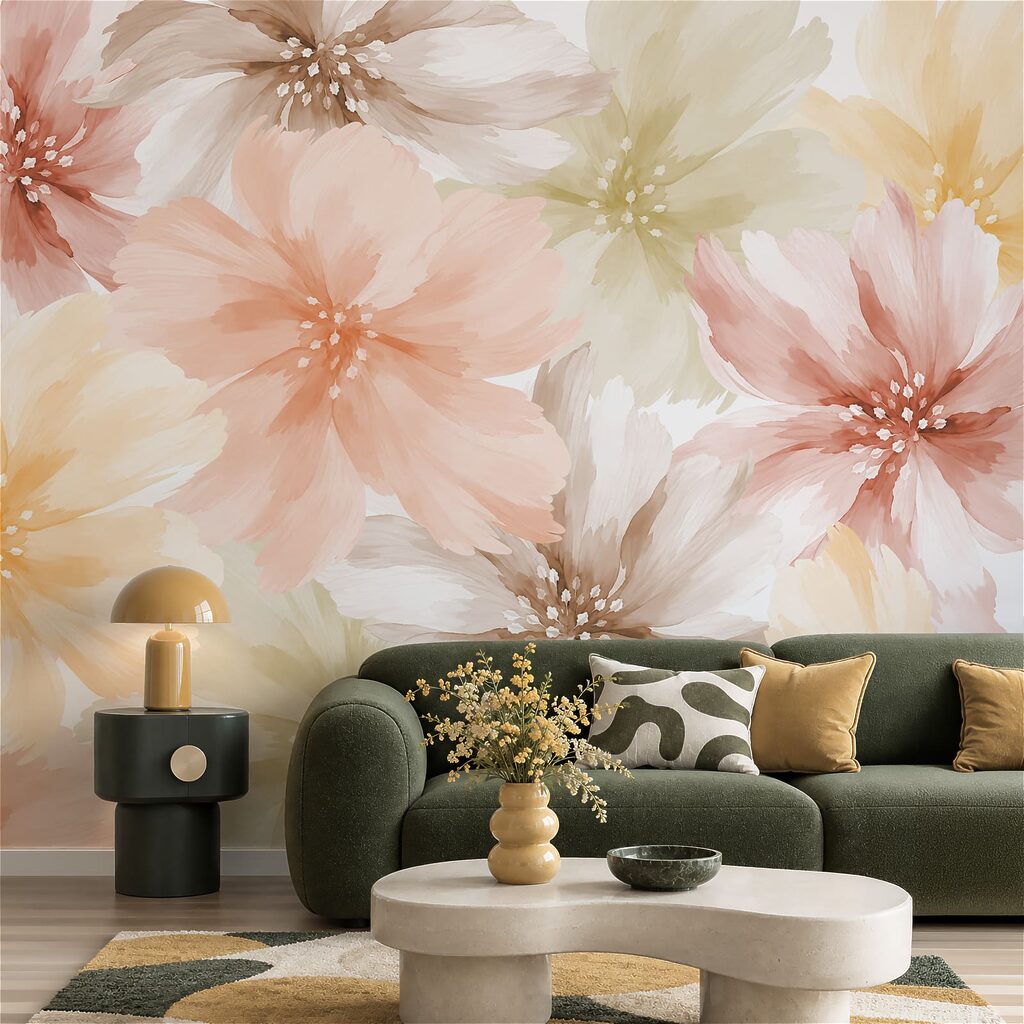 Wall mural Group of flowers on a white background (SKU: t01133)