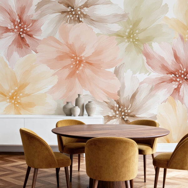 Wall mural Group of flowers on a white background (SKU: t01133)