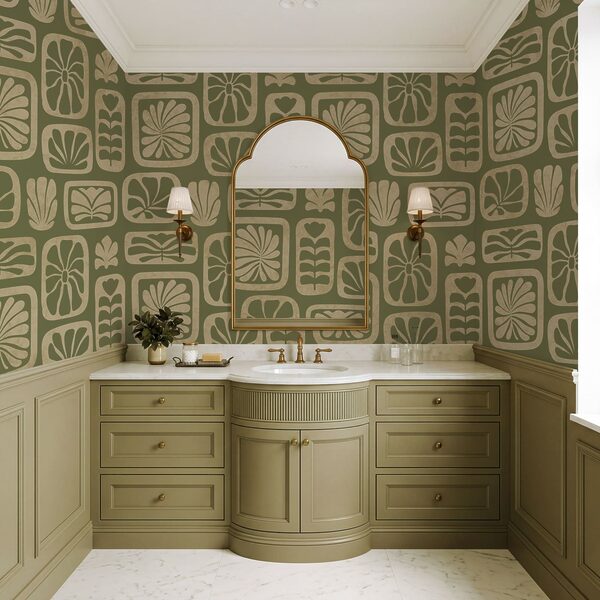 Wall mural Pattern of squares and leaves (SKU: t01156)