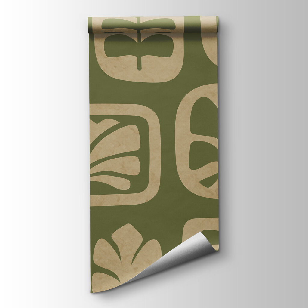 Wall mural Pattern of squares and leaves (SKU: t01156)