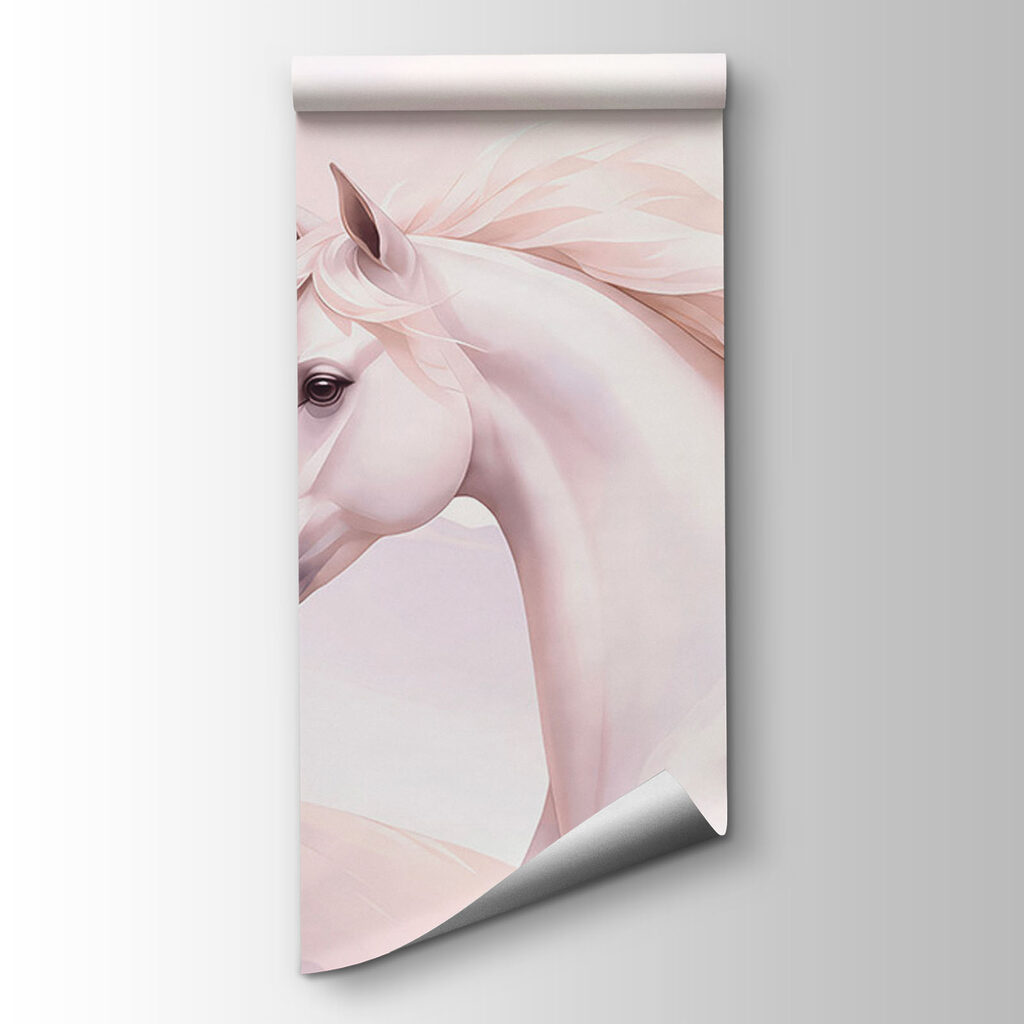 Wall mural White horse running in a snowy landscape (SKU: t01157) Wall mural White horse running in a snowy landscape (SKU: t01157)