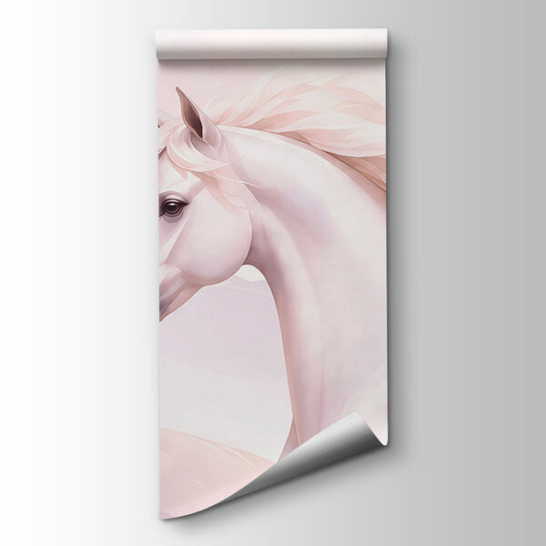 Wall mural White horse running in a snowy landscape (SKU: t01157) Wall mural White horse running in a snowy landscape (SKU: t01157)