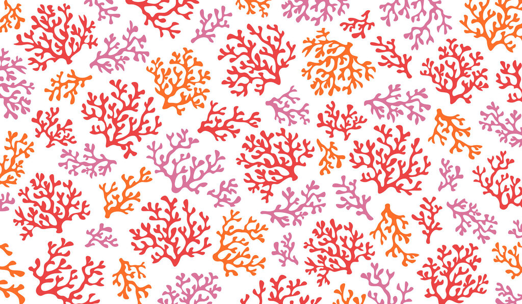 Wall mural Pattern of orange and purple corals (SKU: t01137)