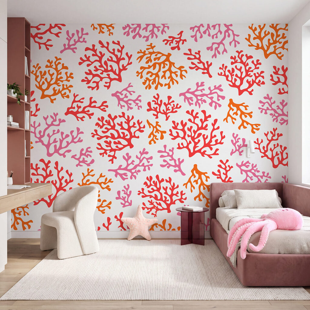 Wall mural Pattern of orange and purple corals (SKU: t01137)