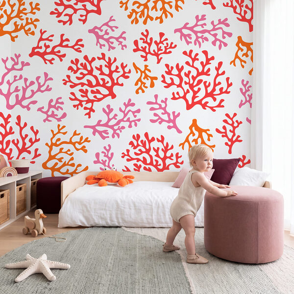 Wall mural Pattern of orange and purple corals (SKU: t01137)