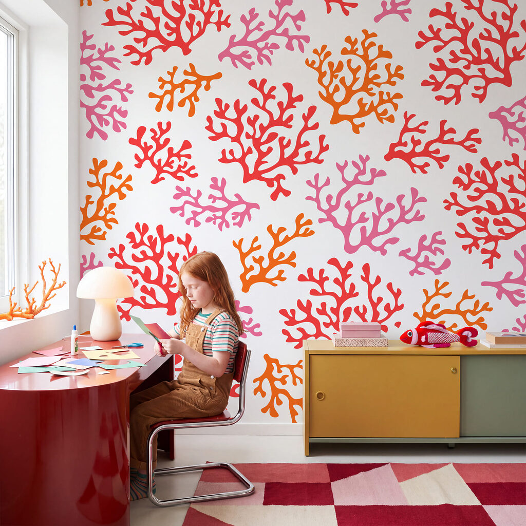 Wall mural Pattern of orange and purple corals (SKU: t01137)