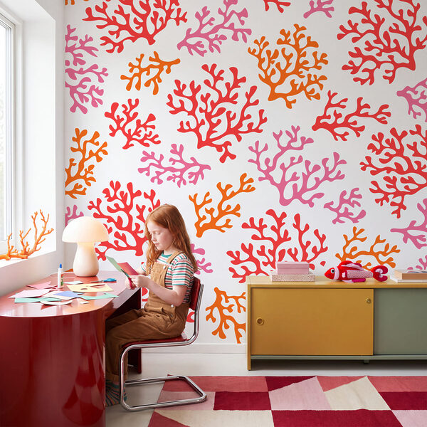 Wall mural Pattern of orange and purple corals (SKU: t01137)
