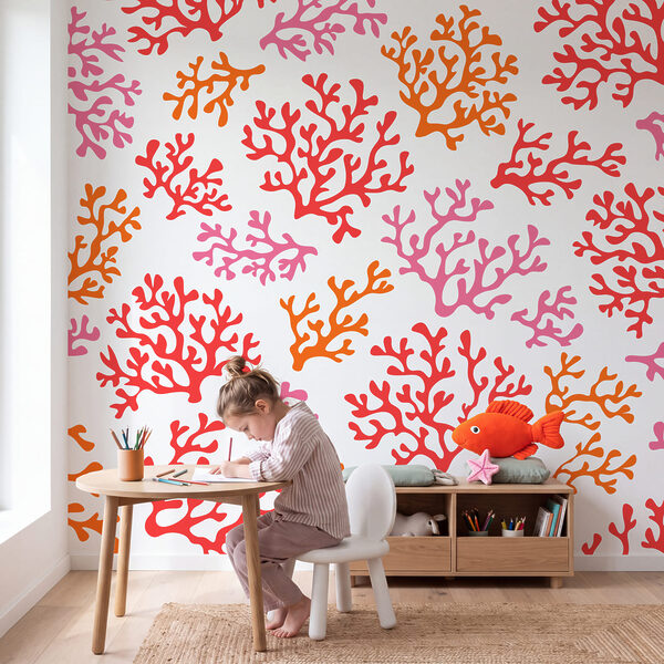 Wall mural Pattern of orange and purple corals (SKU: t01137)