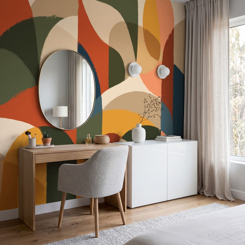 Wall mural Colorful art with curved shapes (SKU: t01138) Wall mural Colorful art with curved shapes (SKU: t01138)