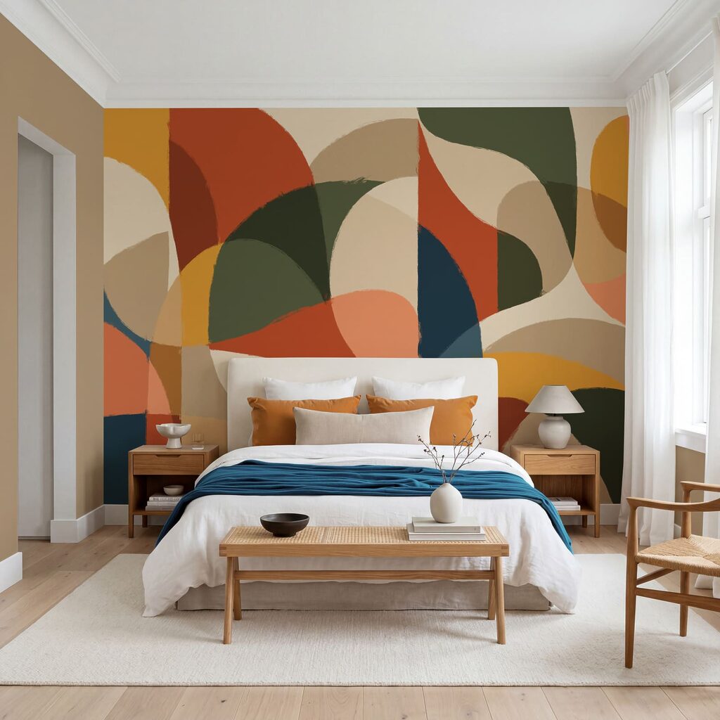 Wall mural Colorful art with curved shapes (SKU: t01138) Wall mural Colorful art with curved shapes (SKU: t01138)