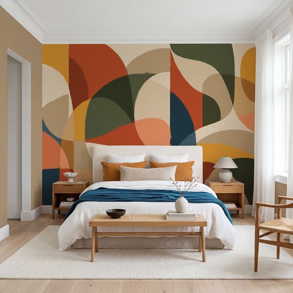 Wall mural Colorful art with curved shapes (SKU: t01138) Wall mural Colorful art with curved shapes (SKU: t01138)