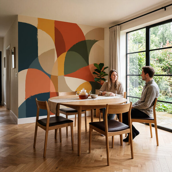 Wall mural Colorful art with curved shapes (SKU: t01138) Wall mural Colorful art with curved shapes (SKU: t01138)
