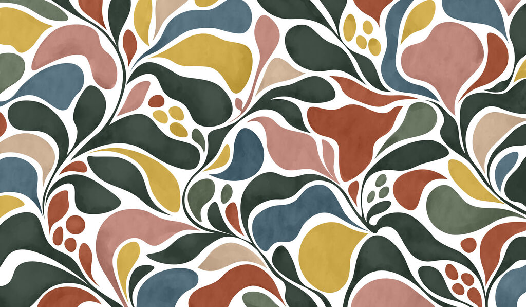 Wall mural Colorful pattern with leaves (SKU: t01142)