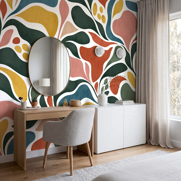 Wall mural Colorful pattern with leaves (SKU: t01142)