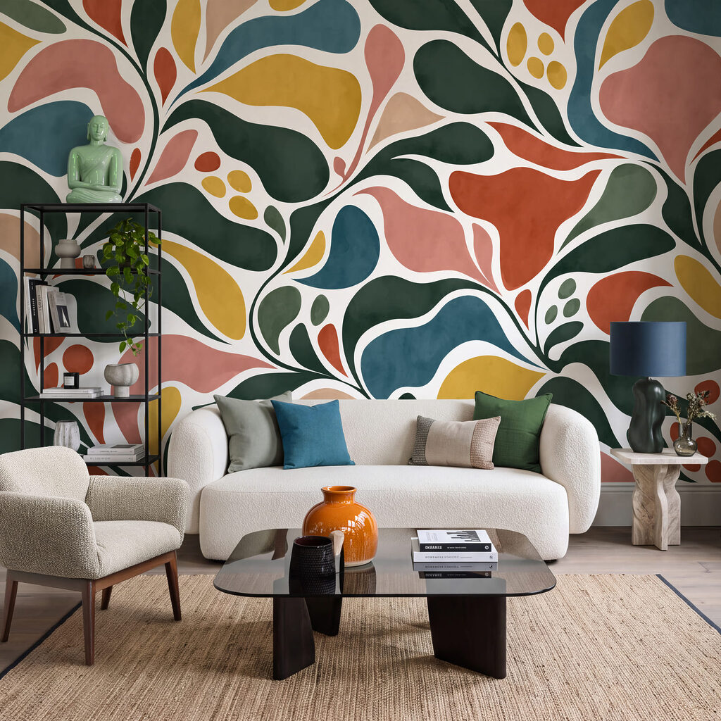 Wall mural Colorful pattern with leaves (SKU: t01142)